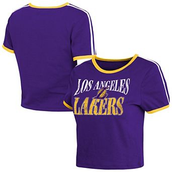 Women's WEAR by Erin Andrews Purple Los Angeles Lakers Ringer Baby T-Shirt