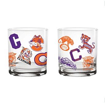 Indigo Falls Clemson Tigers Medley Vintage Rocks Glass - Set of 2