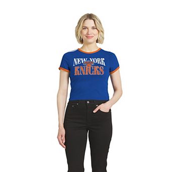 Women's WEAR by Erin Andrews Blue New York Knicks Ringer Baby T-Shirt
