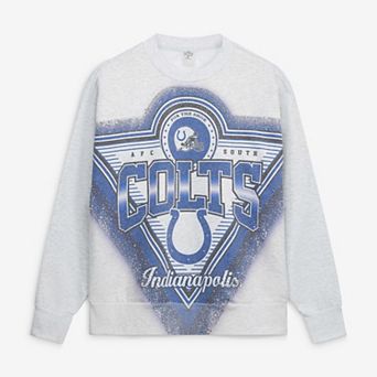 Women's Gameday Couture Heather Gray Indianapolis Colts Chasing Victory Rhinestone Spray Oversized Fleece Sweatshirt