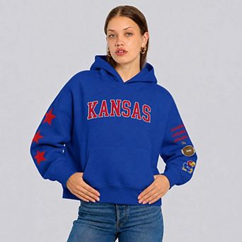 Women's Hype and Vice Royal Kansas Jayhawks Cropped Spirit Hoodie