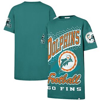 Women's '47 Aqua Miami Dolphins Oversized Gemstone Swash T-Shirt Dress