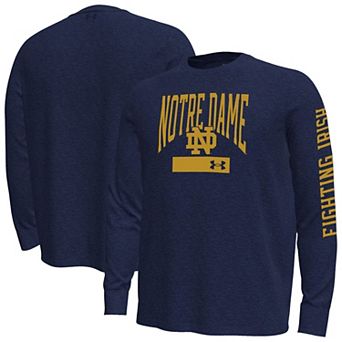 Men's Under Armour Navy Notre Dame Fighting Irish Gameday Motion Heavyweight Long Sleeve T-Shirt
