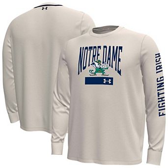 Men's Under Armour Cream Notre Dame Fighting Irish Gameday Motion Heavyweight Long Sleeve T-Shirt