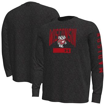 Men's Under Armour Black Wisconsin Badgers Gameday Motion Heavyweight Long Sleeve T-Shirt