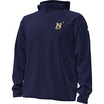 Men's Under Armour Navy Navy Midshipmen 2026 Sideline Unstoppable Fleece Full-Zip Jacket