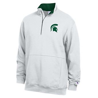 Men's Champion White Michigan State Spartans Fleece Quarter-Zip Pullover