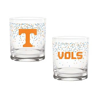 Indigo Falls Tennessee Volunteers Confetti Rocks Glass Set of 2