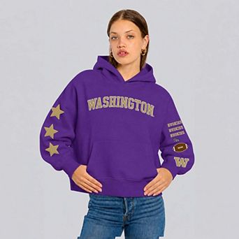 Women's Hype and Vice Purple Washington Huskies Cropped Spirit Hoodie