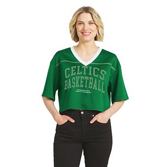Women's WEAR by Erin Andrews Kelly Green Boston Celtics Cropped Jersey T-Shirt