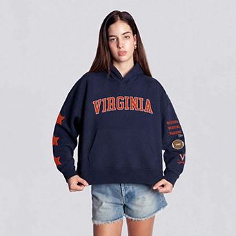 Women's Hype and Vice Navy Virginia Cavaliers Cropped Spirit Hoodie