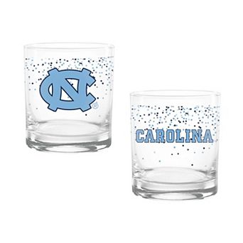 Indigo Falls North Carolina Tar Heels Confetti Rocks Glass Set of 2