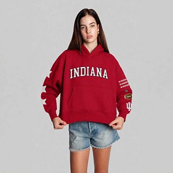 Women's Hype and Vice Crimson Indiana Hoosiers Cropped Spirit Hoodie