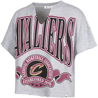Women's '47 Gray Cleveland Cavaliers Banners Out Oversized Notch Neck T-Shirt