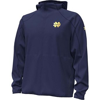Men's Under Armour Navy Notre Dame Fighting Irish 2026 Sideline Unstoppable Fleece Full-Zip Jacket