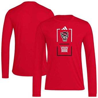Men's adidas Red NC State Wolfpack On-Court Pregame Long Sleeve T-Shirt