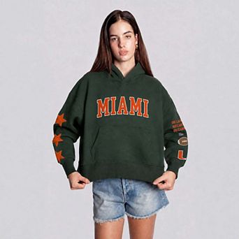 Women's Hype and Vice Green Miami Hurricanes Cropped Spirit Hoodie