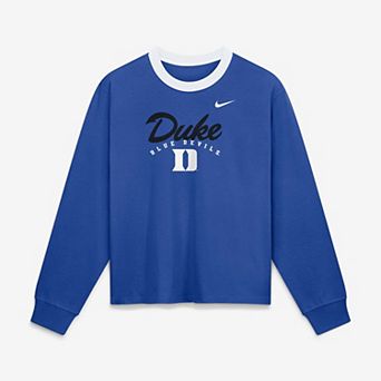 Women's Nike Duke Blue Devils Royal Ringer Boxy Long Sleeve T-Shirt