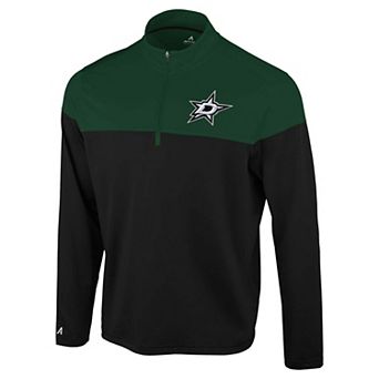Men's Antigua Black/Kelly Green Dallas Stars Hinder Quarter-Zip Pullover