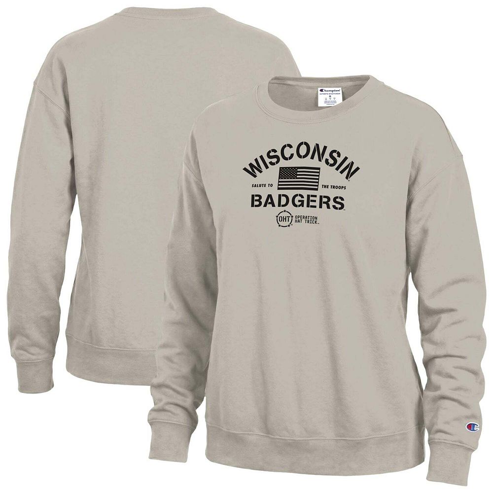 Women's Champion Tan Wisconsin Badgers Operation Hat Trick Powerblend ...