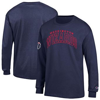 Men's Champion Navy Washington Wizards Jersey Long Sleeve T-Shirt