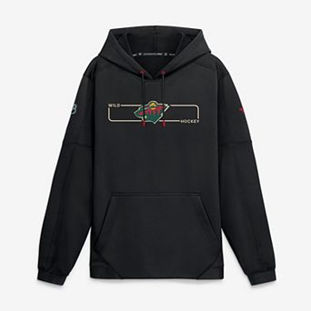 Men's Fanatics Black Minnesota Wild Authentic Pro Rink Fleece Pullover Hoodie
