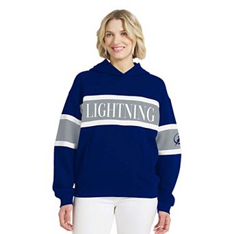 Women's WEAR by Erin Andrews Blue Tampa Bay Lightning Colorblock Stripe Hoodie