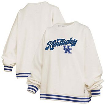 Women's Pressbox Cream Kentucky Wildcats Bonanza Chenille Ribbed Sweatshirt