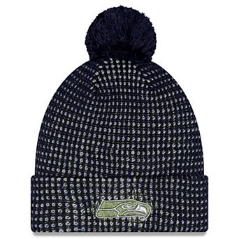 Youth New Era College Navy Seattle Seahawks 2026 Rivalries Collection Sideline Cuffed Knit Hat with Pom