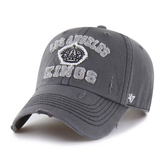 Men's '47 Black Los Angeles Kings Seymoore Distressed Applique Clean Up Adjustable Hat