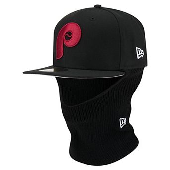 Men's New Era Black Philadelphia Phillies Ski Mask 59FIFTY Fitted Hat