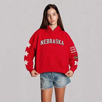 Women's Hype and Vice Scarlet Nebraska Huskers Cropped Spirit Hoodie