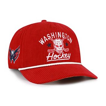 Men's '47 Red Washington Capitals Hockey Mask Corduroy Rope Hitch Adjustable Hat