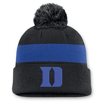 Unisex Nike Black Duke Blue Devils Primetime Stripe Cuffed Knit Hat with Pom