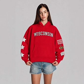 Women's Hype and Vice Red Wisconsin Badgers Cropped Spirit Hoodie