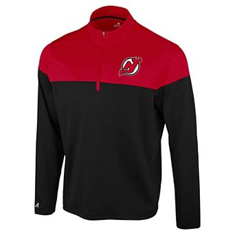 Men's Antigua Black/Red New Jersey Devils Hinder Quarter-Zip Pullover