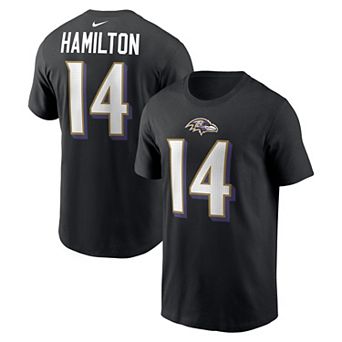 Men's Nike Kyle Hamilton Black Baltimore Ravens Name & Number T-Shirt