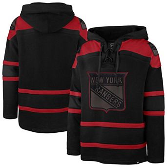 Men's '47 Black New York Rangers Fall Color Pop Lacer Hoodie
