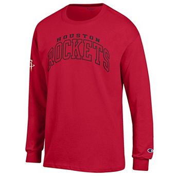 Men's Champion Red Houston Rockets Jersey Long Sleeve T-Shirt