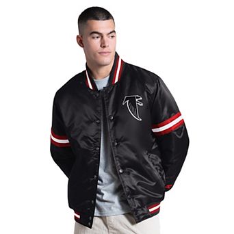 Men's Starter Black Atlanta Falcons Courtside Varsity Retro Logo Full Snap Jacket