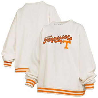 Women's Pressbox Cream Tennessee Volunteers Bonanza Chenille Ribbed Sweatshirt