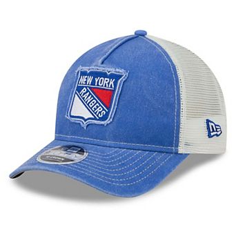 Men's New Era Blue New York Rangers Fan Applique M-Crown A-Frame 9FORTY Adjustable Hat