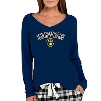 Women's Concepts Sport Navy Milwaukee Brewers Marathon Knit Long Sleeve V-Neck T-Shirt