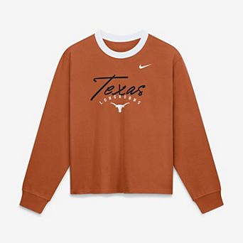 Women's Nike Texas Longhorns Texas Orange Ringer Boxy Long Sleeve T-Shirt