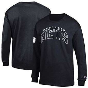 Men's Champion Black Brooklyn Nets Jersey Long Sleeve T-Shirt