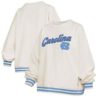 Women's Pressbox Cream North Carolina Tar Heels Bonanza Chenille Ribbed Sweatshirt
