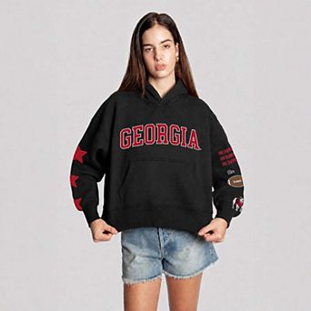 Women's Hype and Vice Black Georgia Bulldogs Cropped Spirit Hoodie