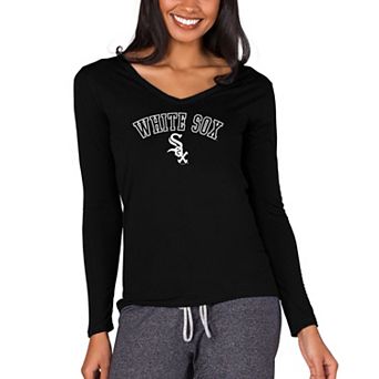 Women's Concepts Sport Black Chicago White Sox Marathon Knit Long Sleeve V-Neck T-Shirt