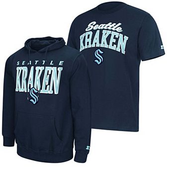 Men's Starter Deep Sea Blue Seattle Kraken Logo Hoodie & T-Shirt Combo Pack