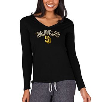 Women's Concepts Sport Black San Diego Padres Marathon Knit Long Sleeve V-Neck T-Shirt